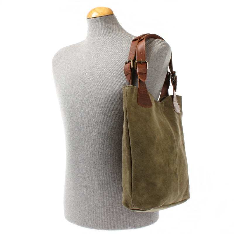 Leconi Henkeltasche Damentasche Veloursleder Leder grün LE0033 50% Rabatt für begrenzte Zeit
