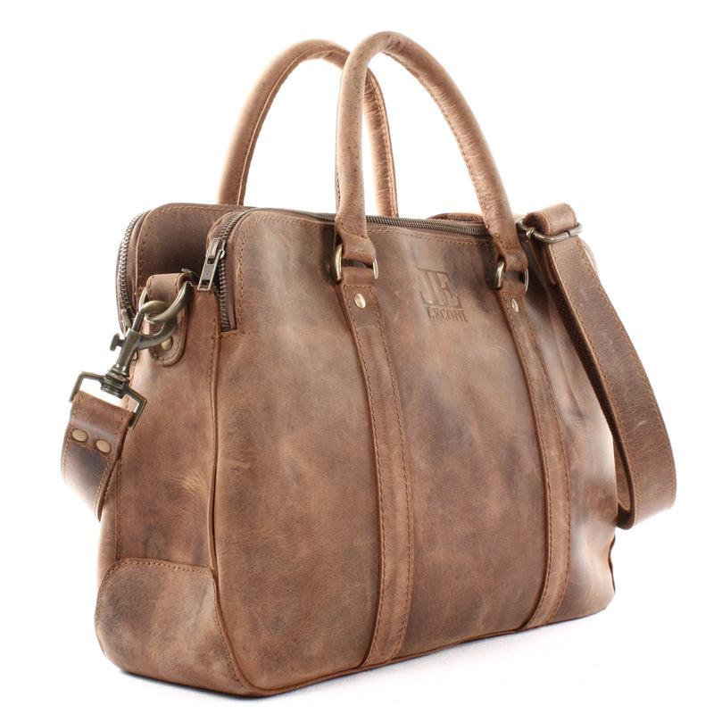Leconi Umhängetasche Schultertasche Henkeltasche Damentasche Aktentasche Buisnesstasche Leder braun LE3065 2025