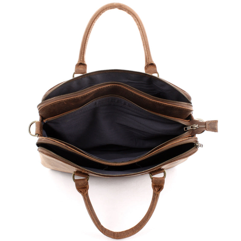 Leconi Umhängetasche Schultertasche Henkeltasche Damentasche Aktentasche Buisnesstasche Leder braun LE3065 2025