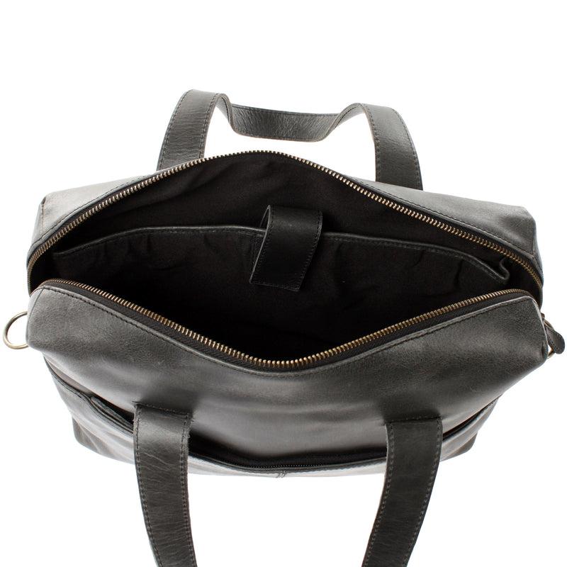Leconi Schultertasche Henkeltasche Shopper Handtasche Damen Leder dunkelgrau LE0059 Online