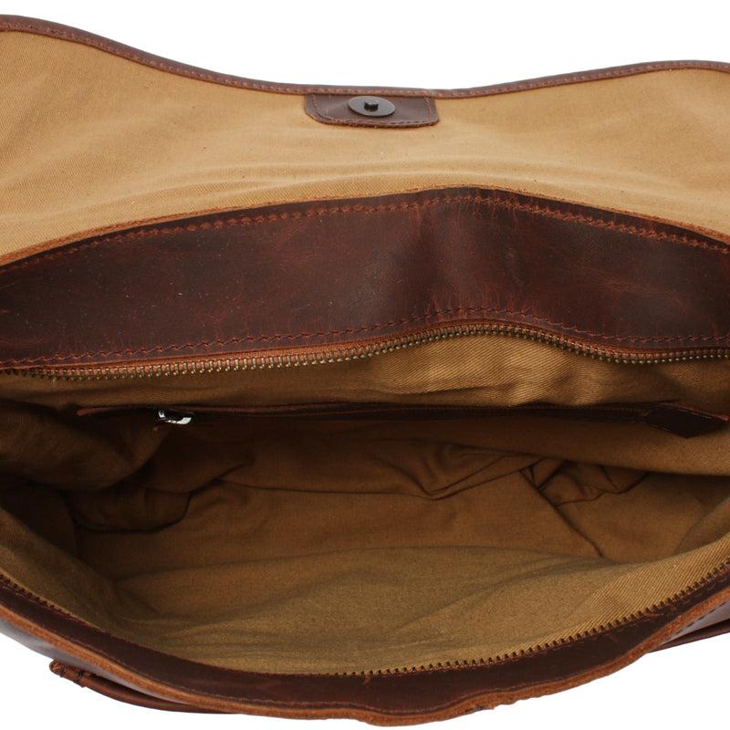 Leconi Umhängetasche Damen Schultertasche Damentasche Handtasche Leder braun LE3053 Outlet