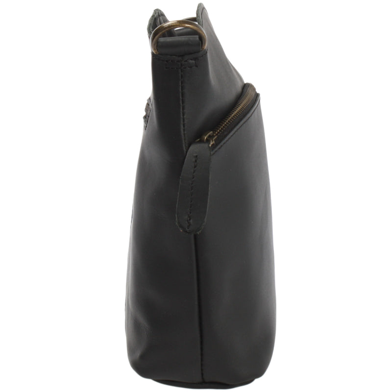 Leconi kleine Umhängetasche Schultertasche Freizeittasche Leder schwarz LE3049 Auslauf