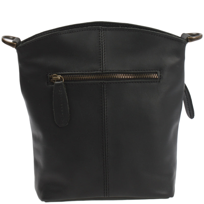 Leconi kleine Umhängetasche Schultertasche Freizeittasche Leder schwarz LE3049 Auslauf