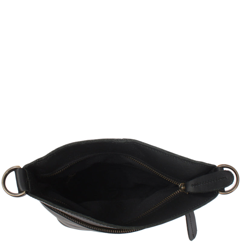 Leconi kleine Umhängetasche Schultertasche Freizeittasche Leder schwarz LE3049 Auslauf