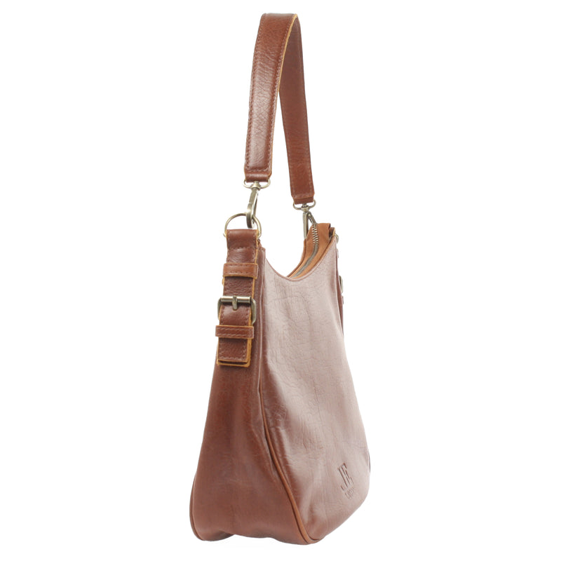 Leconi Schultertasche Henkeltasche Damentasche Leder braun LE0063 Verkauf