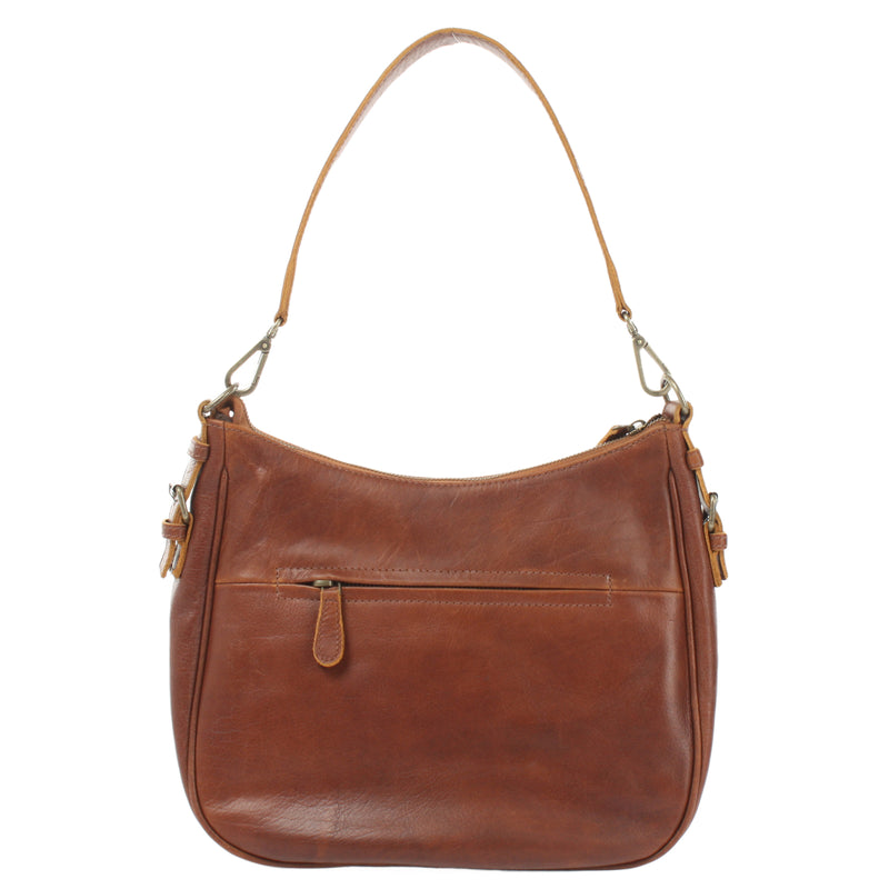 Leconi Schultertasche Henkeltasche Damentasche Leder braun LE0063 Verkauf