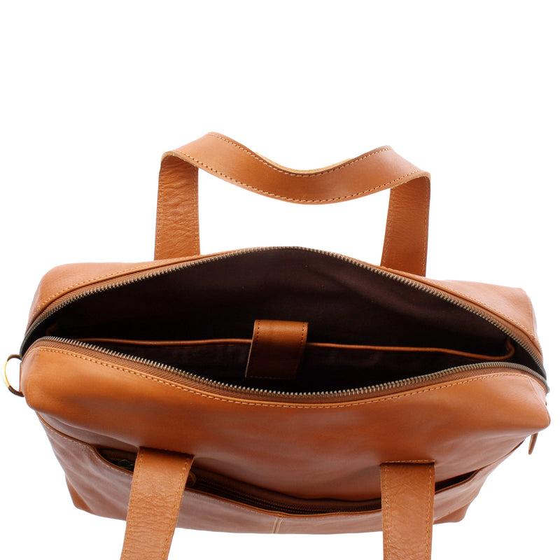 Leconi Schultertasche Henkeltasche Shopper Handtasche Damen Leder cognac LE0059 Angebote
