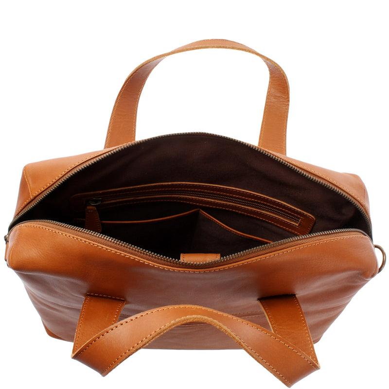 Leconi Schultertasche Henkeltasche Shopper Handtasche Damen Leder cognac LE0059 Angebote