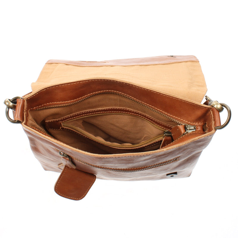 Leconi Umhängetasche Ledertasche Damen Schultertasche Leder cognac LE3027 Hotsell