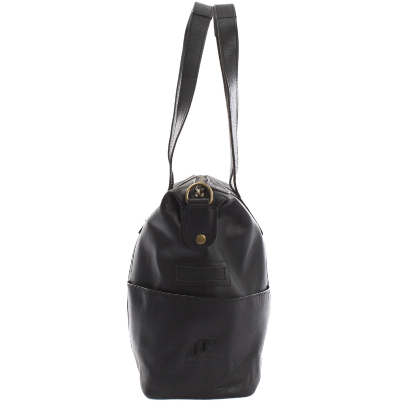 Leconi Shopper Schultertasche Henkeltasche Damen Handtasche Leder schwarz LE0061 im Angebot