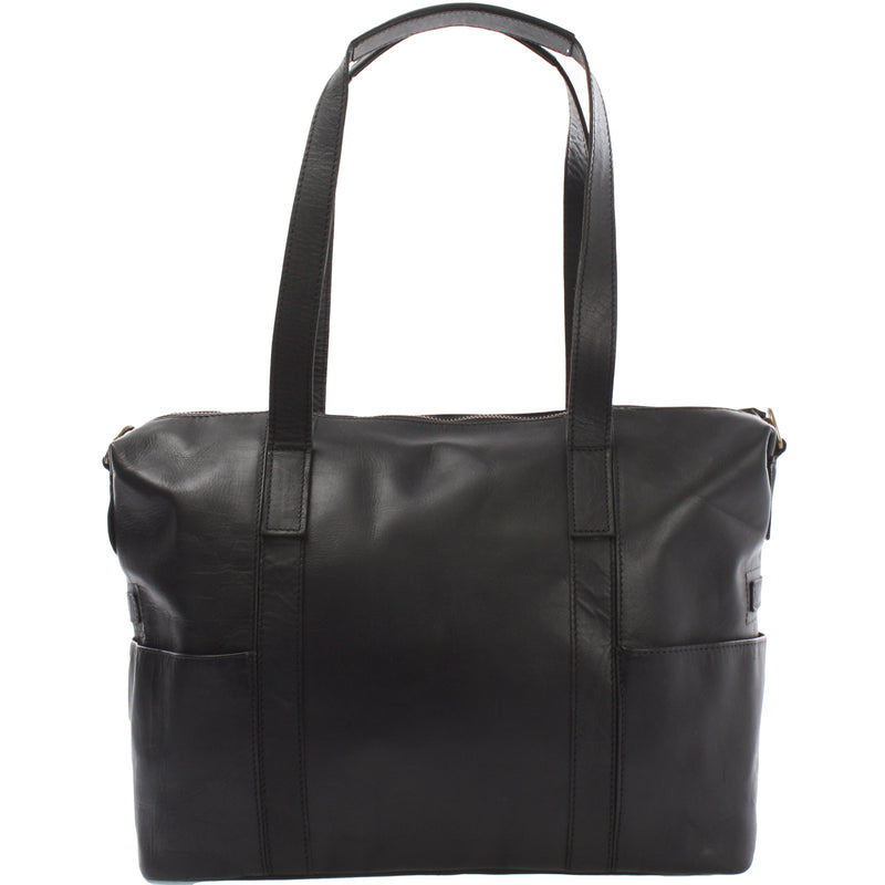 Leconi Shopper Schultertasche Henkeltasche Damen Handtasche Leder schwarz LE0061 im Angebot