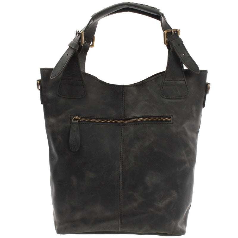 Leconi Umhängetasche Schultertasche Henkeltasche Damentasche Leder grau LE0054 Schlussverkauf