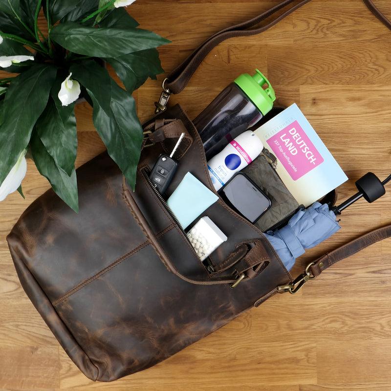 Leconi Umhängetasche Schultertasche Henkeltasche Damentasche Leder schlamm LE0054 Günstiger Verkauf