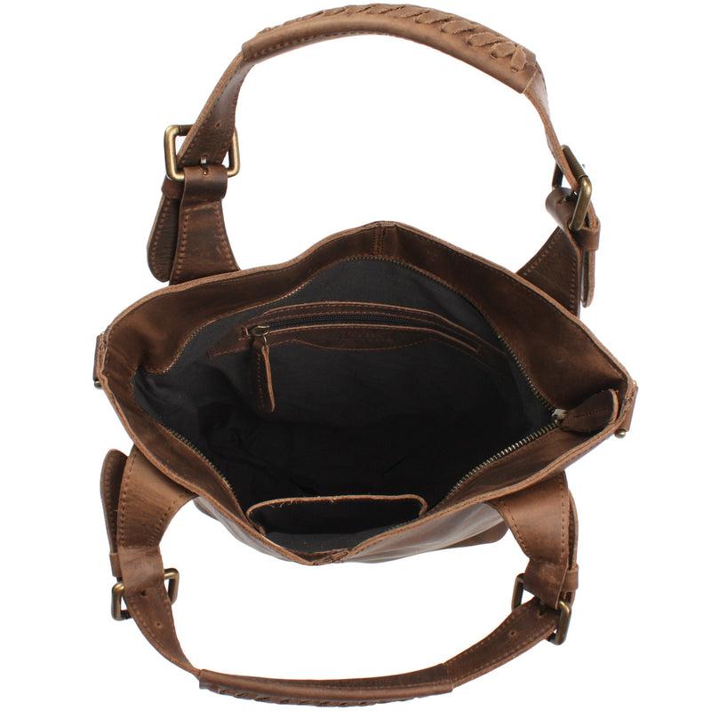 Leconi Umhängetasche Schultertasche Henkeltasche Damentasche Leder schlamm LE0054 Günstiger Verkauf