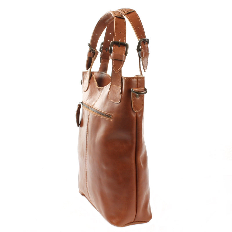 Leconi Umhängetasche Schultertasche Henkeltasche Damentasche Leder cognac LE0054 Fabrikverkauf