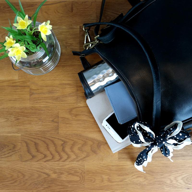 Leconi Schultertasche Handtasche Damentasche Leder schwarz LE0063 Meist gekauft