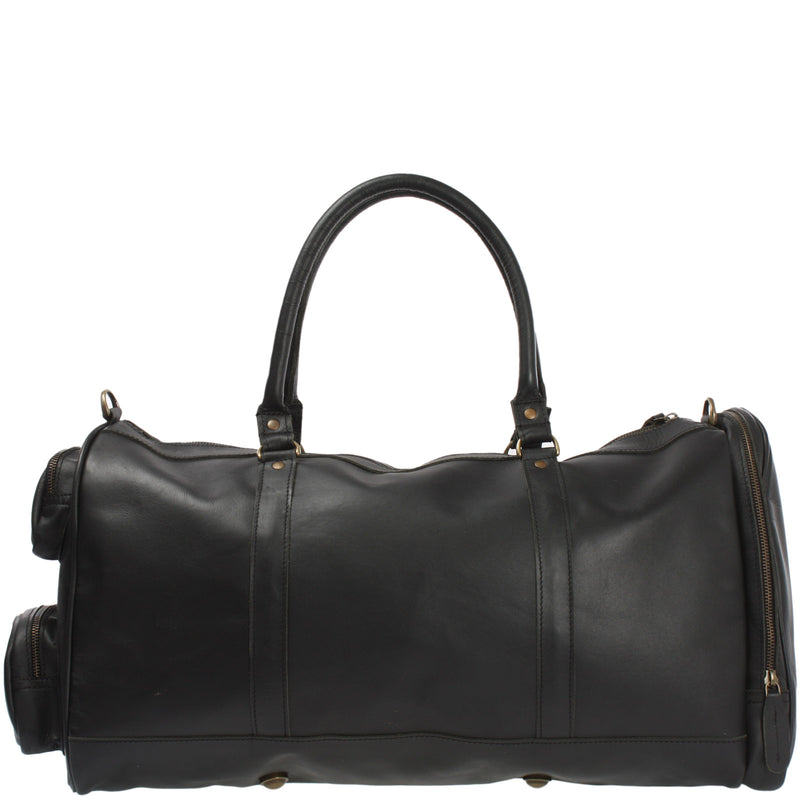 Leconi Reisetasche Weekender Sporttasche Ledertasche Damen Herren Leder schwarz LE2017 Blitzverkäufe