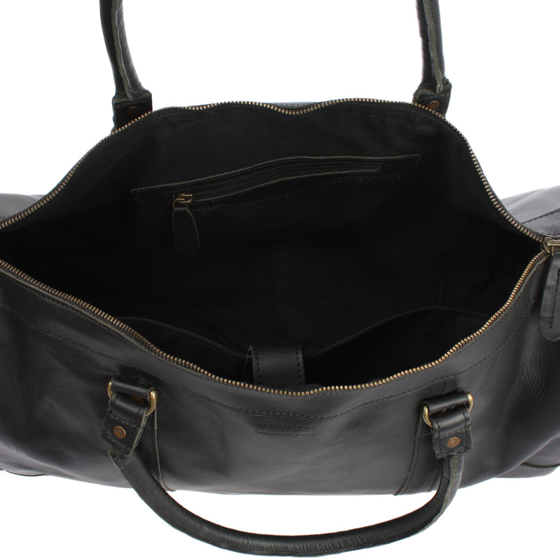 Leconi Reisetasche Weekender Sporttasche Ledertasche Damen Herren Leder schwarz LE2017 Blitzverkäufe