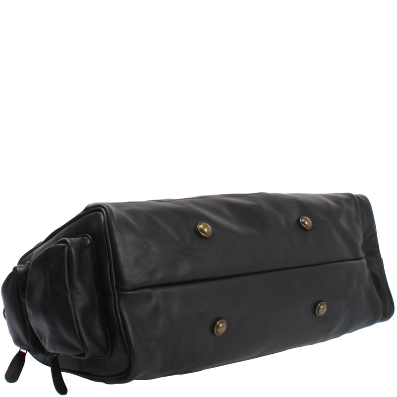Leconi Reisetasche Weekender Sporttasche Ledertasche Damen Herren Leder schwarz LE2017 Blitzverkäufe