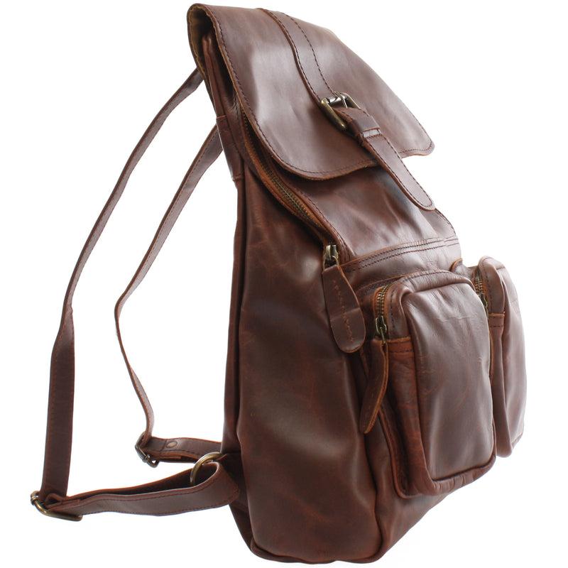 Leconi Rucksack Freizeitrucksack vintage Lederrucksack Damen Herren Leder braun LE1008 Limitierter Zeitrabatt
