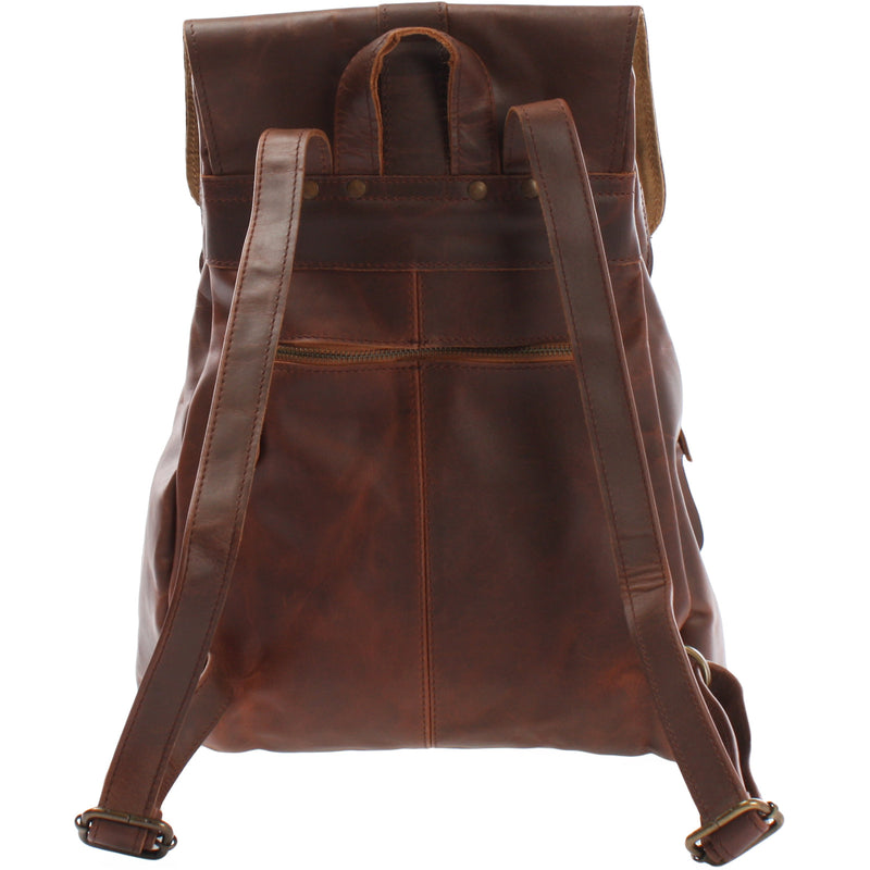 Leconi Rucksack Freizeitrucksack vintage Lederrucksack Damen Herren Leder braun LE1008 Limitierter Zeitrabatt