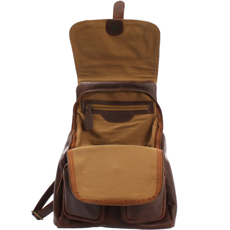Leconi Rucksack Freizeitrucksack vintage Lederrucksack Damen Herren Leder braun LE1008 Limitierter Zeitrabatt