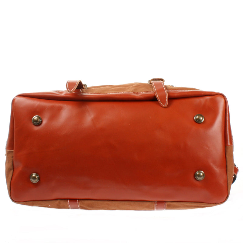 Leconi Reisetasche Weekender Handgepäck Leder Canvas cognac LE2010 Sonderangebot