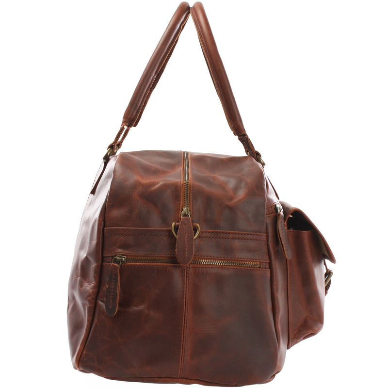Leconi kleine Reisetasche Handgepäck Weekender Leder braun LE2023 Versandkostenfrei