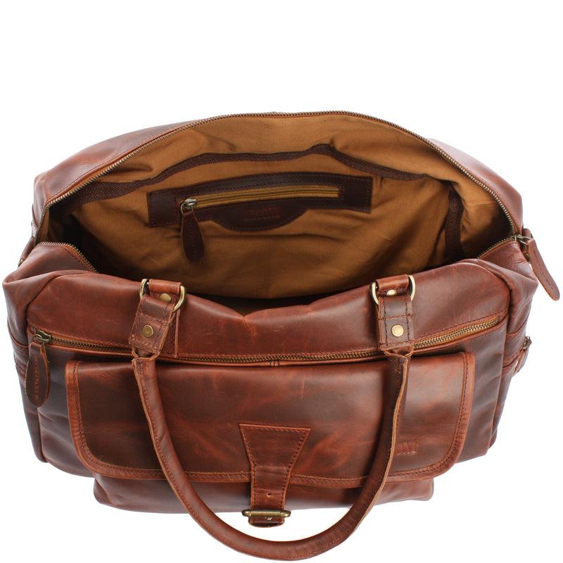 Leconi kleine Reisetasche Handgepäck Weekender Leder braun LE2023 Versandkostenfrei