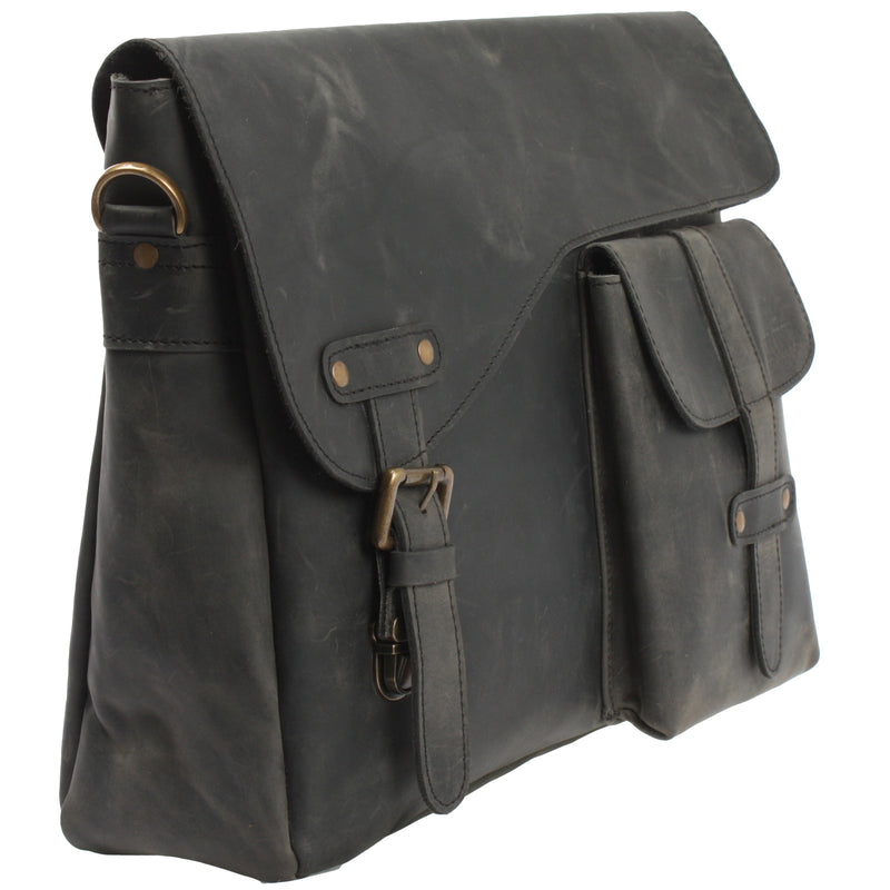 Leconi Messenger Bag Collegetasche DIN A4 Kuriertasche Leder grau LE3032 Flash Sale