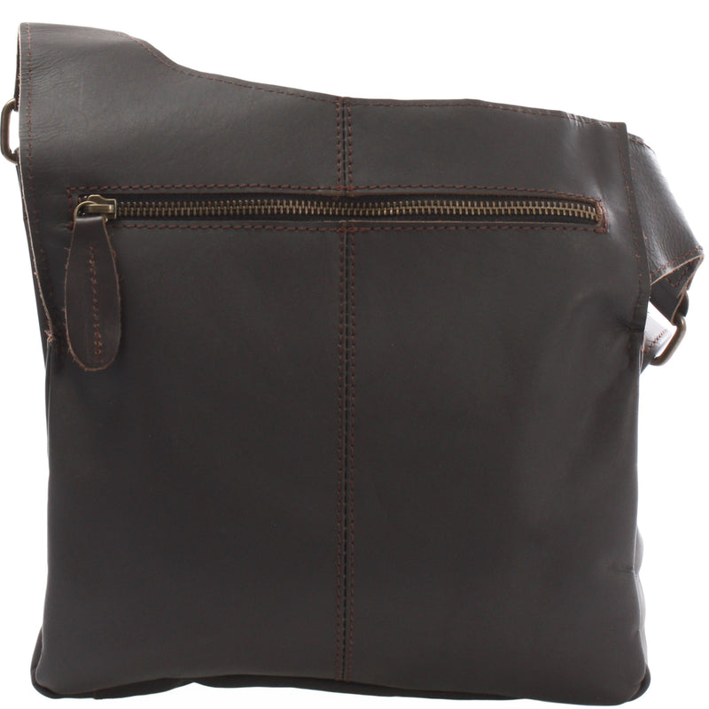 Leconi Umhängetasche Schultertasche Crossbag Damen Herren Leder dunkelbraun LE3015 Online Shopping