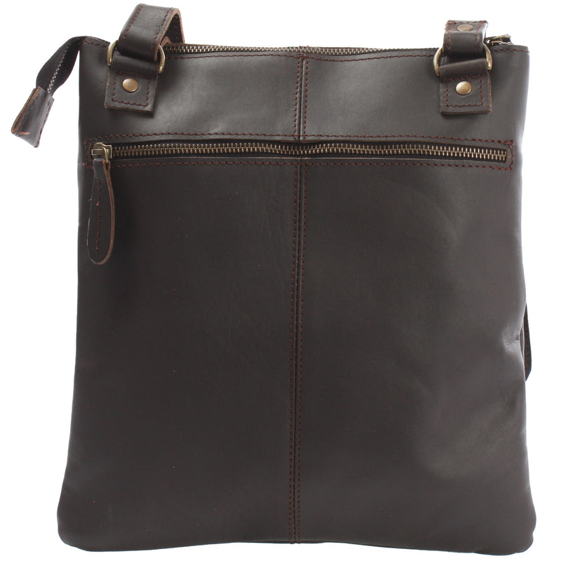 Leconi Umhängetasche Schultertasche Damen Herren Used Look Leder dunkelbraun LE3011 Exklusivangebot