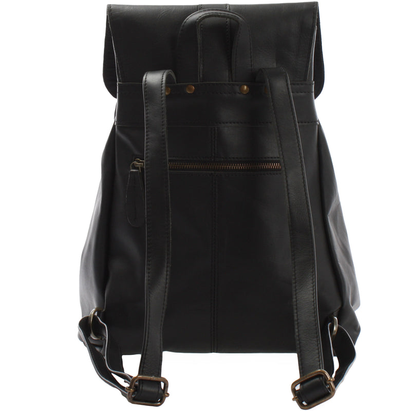 Leconi Rucksack Freizeitrucksack vintage Lederrucksack Damen Herren Leder schwarz LE1008 Preisnachlass