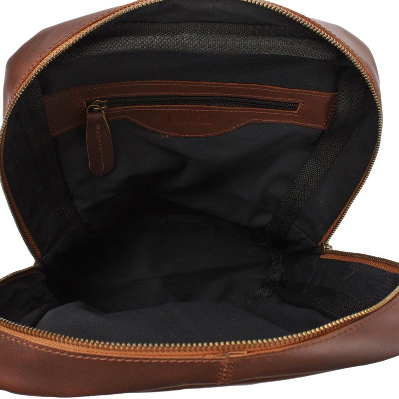 Leconi Freizeitrucksack Crossbag Rucksack Damen Herren Leder Canvas grau LE1012 Saisonschlussverkauf