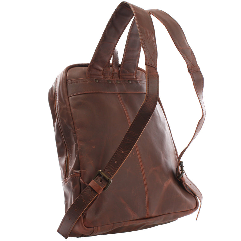 Leconi Rucksack Lederrucksack Freizeitrucksack Damen Herren Leder braun LE1016 Black Friday