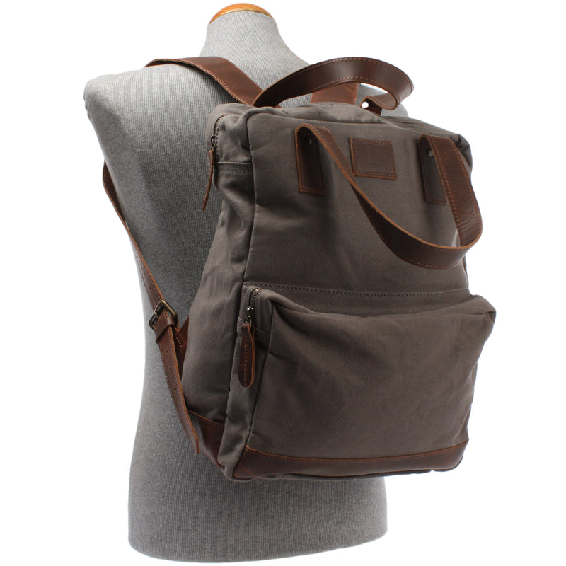 Leconi Canvasrucksack Freizeitrucksack Damen Herren DIN A4 Canvas grau LE1019 Cyber Monday