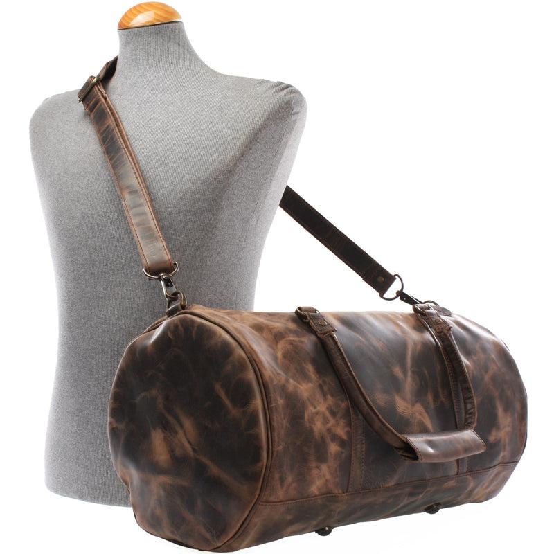 Leconi Weekender Reisetasche Sporttasche vintage Leder schlamm LE2004 Weihnachtsangebot