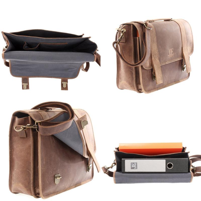 Leconi Aktentasche Lehrertasche Businesstasche Damen Herren Leder braun LE3043 Valentinstagsangebot