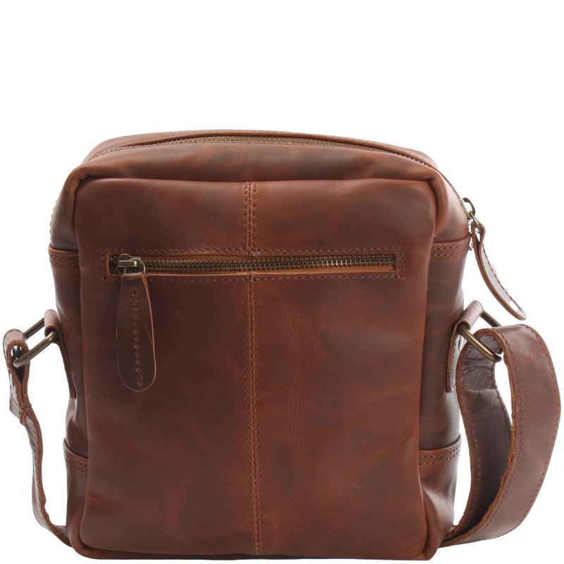 Leconi kleine Umhängetasche Ledertasche Freizeittasche Leder braun LE3042 Lagerräumung