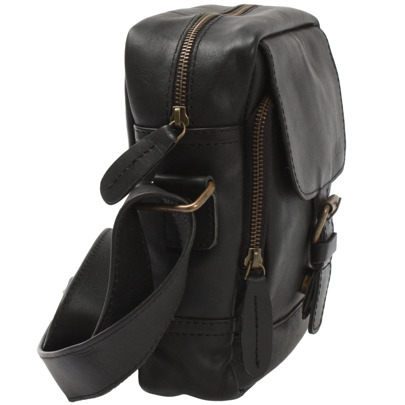 Leconi kleine Freizeittasche Umhängetasche Schultertasche Leder schwarz LE3042 Heißer Verkauf