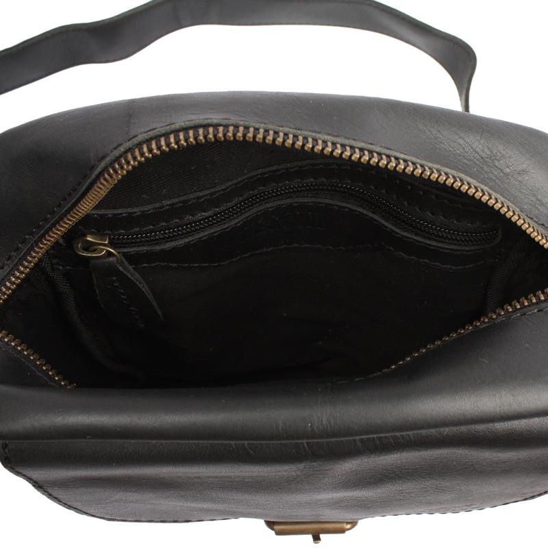 Leconi kleine Freizeittasche Umhängetasche Schultertasche Leder schwarz LE3042 Heißer Verkauf