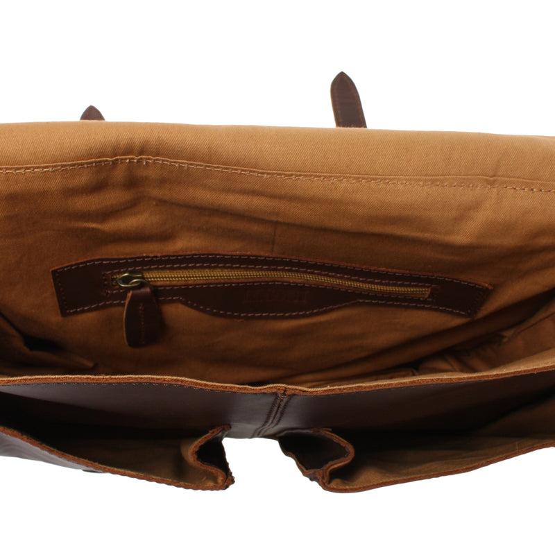 Leconi Aktentasche Businesstasche Messenger Bag Vintage Leder braun LE3009 Online Outlet