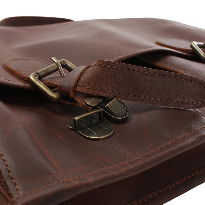 Leconi Aktentasche Businesstasche Messenger Bag Vintage Leder braun LE3009 Online Outlet