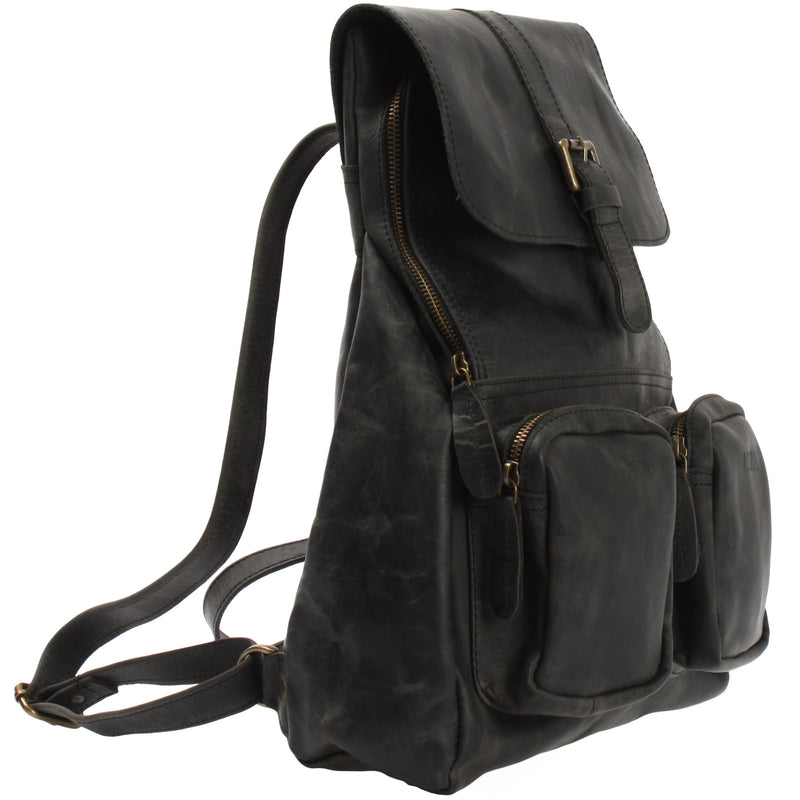 Leconi Rucksack Freizeitrucksack vintage Lederrucksack Damen Herren Leder grau LE1008 Zeitlich begrenztes Angebot