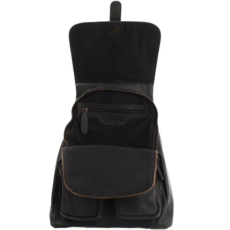 Leconi Rucksack Freizeitrucksack vintage Lederrucksack Damen Herren Leder grau LE1008 Zeitlich begrenztes Angebot
