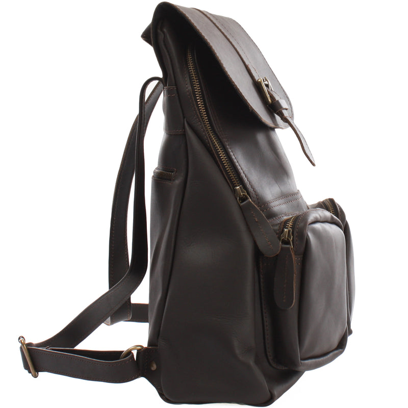 Leconi Rucksack Freizeitrucksack vintage Lederrucksack Damen Herren Leder dunkelbraun LE1008 Exklusive Angebote