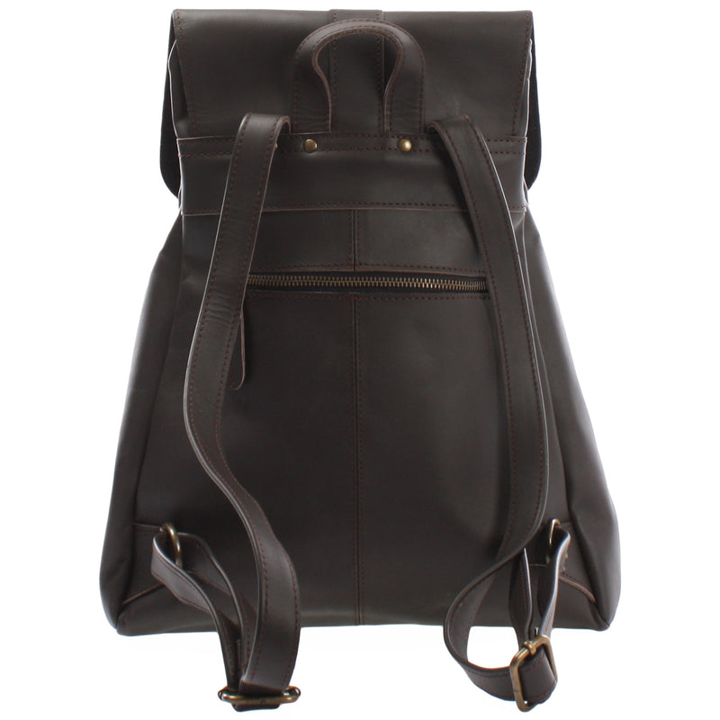 Leconi Rucksack Freizeitrucksack vintage Lederrucksack Damen Herren Leder dunkelbraun LE1008 Exklusive Angebote