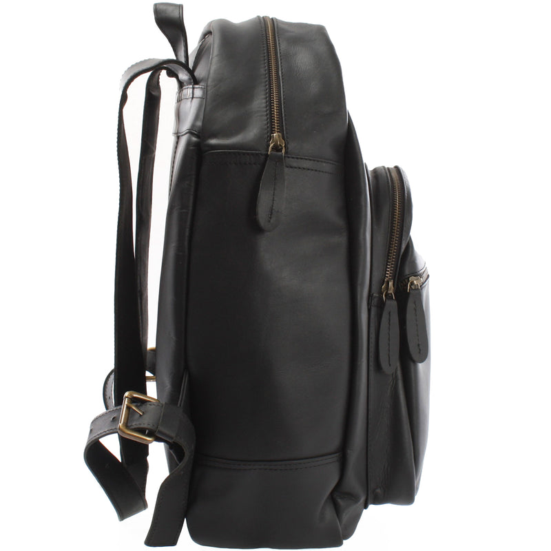 Leconi Rucksack Lederrucksack Freizeitrucksack Damen Herren Leder schwarz LE1017 Blitzangebot