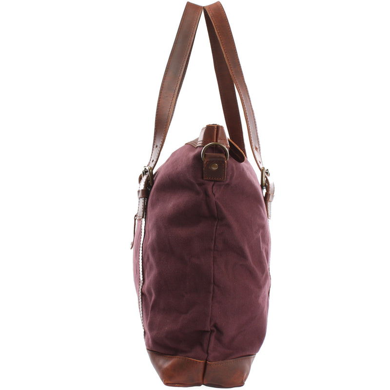 Leconi Weekender Reisetasche Shopper Damen Herren Leder Canvas bordeaux LE2013 Bestseller