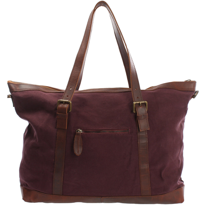 Leconi Weekender Reisetasche Shopper Damen Herren Leder Canvas bordeaux LE2013 Bestseller